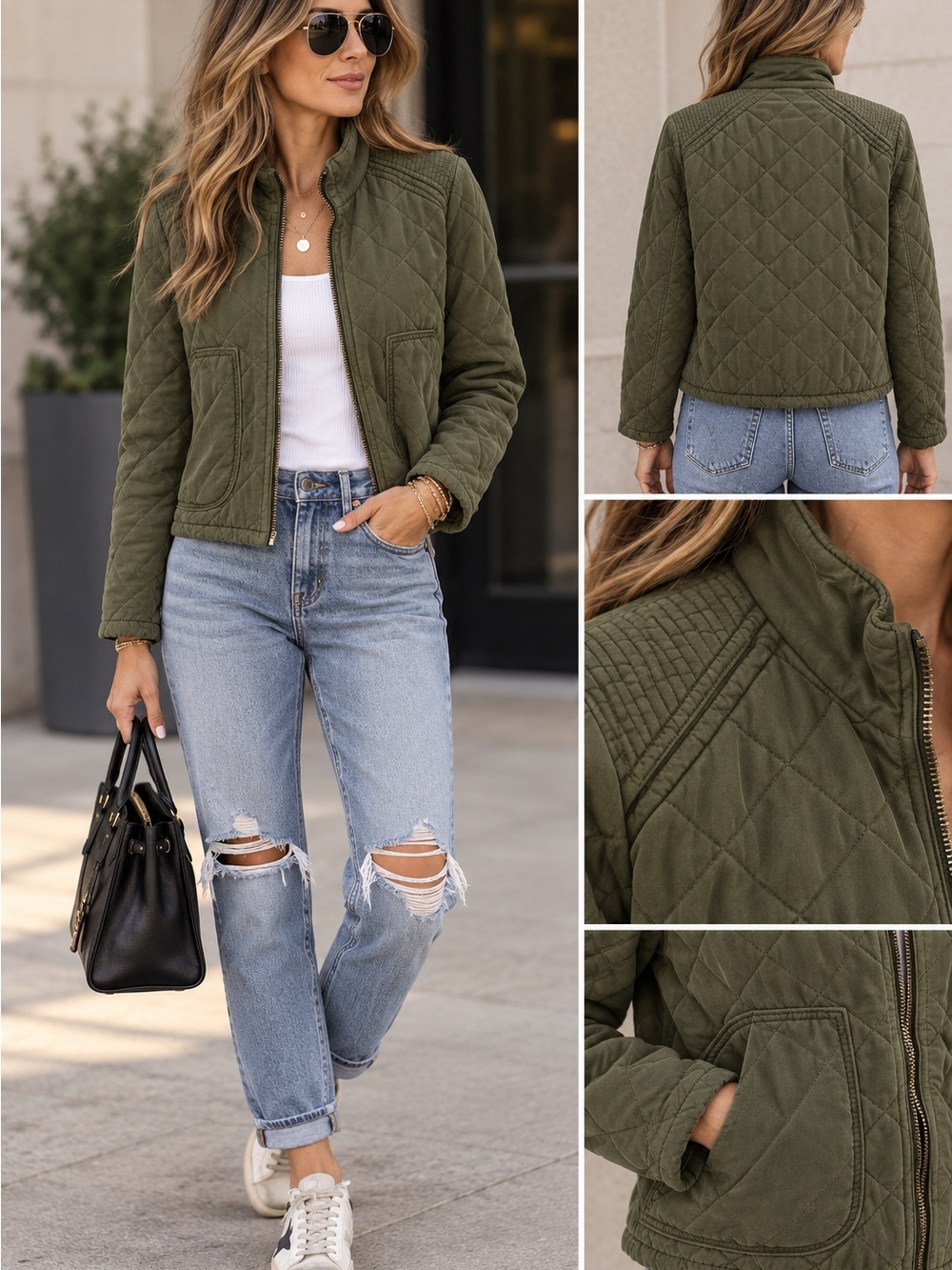 NWT! Blank NYC Olive Quilted Cropped Puffer Jacket